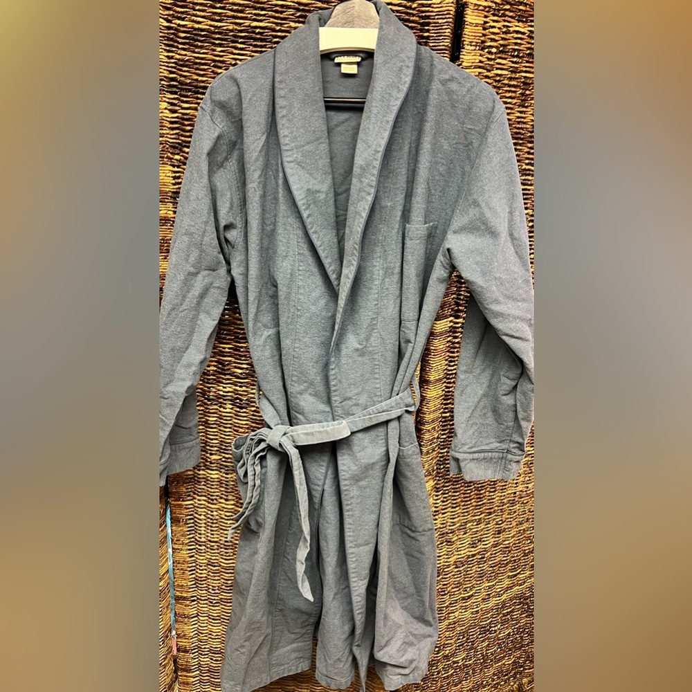 LL Bean, Blue Mens 100% Cotton Robe with pocket, Size:US14‎